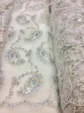 Fancy Sequined Paisley - 50-inches Wide White and Silver
